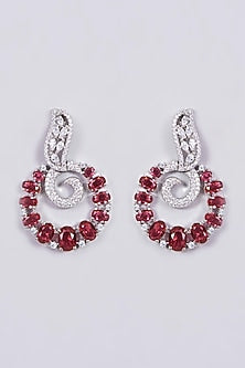 White Finish Zircons Dangler Earrings