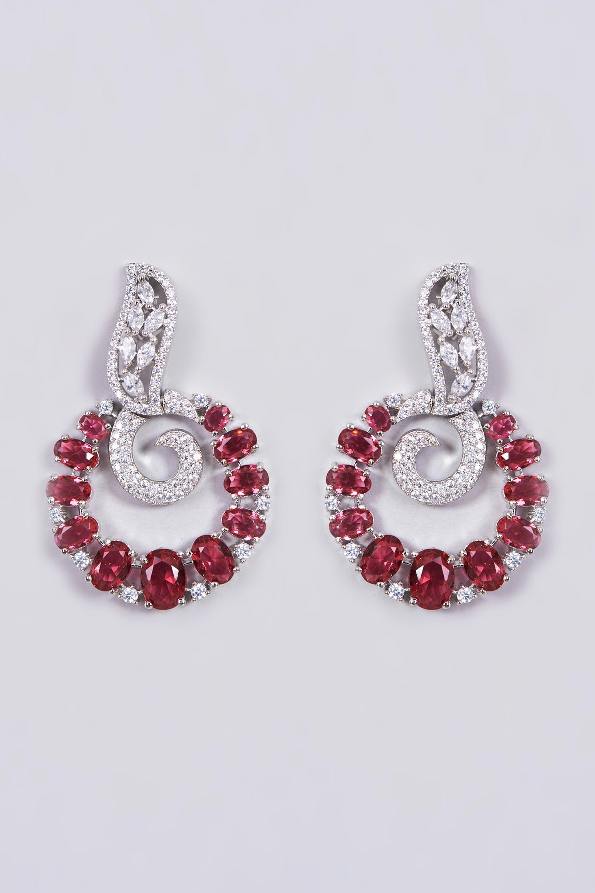 White Finish Zircons Dangler Earrings