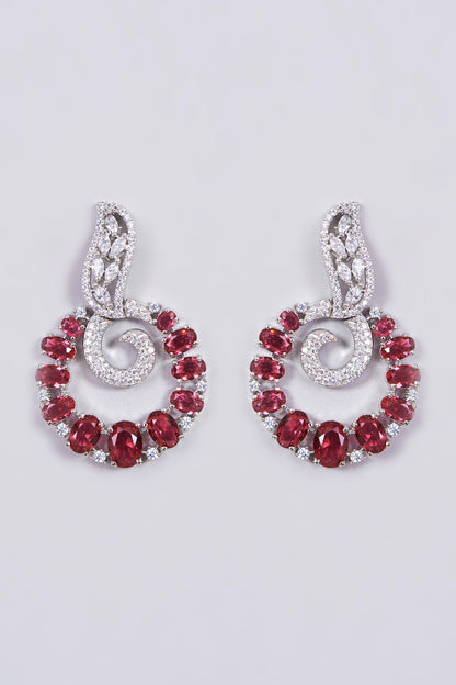 White Finish Zircons Dangler Earrings