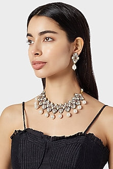 Black Rhodium Finish Antique Style Choker Necklace Set