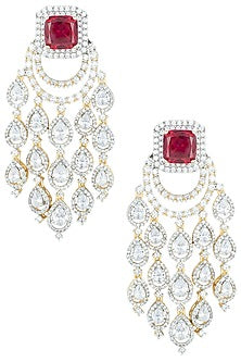 Silver plated red dangler earrings