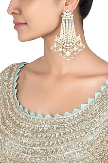 Gold plated turquoise dangler earrings