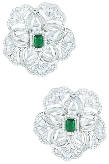 Silver plated oversized floral stud earrings