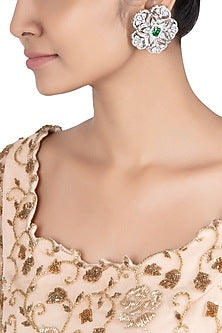 Silver plated oversized floral stud earrings
