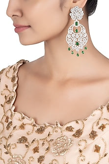 Silver plated zircon dangler earrings