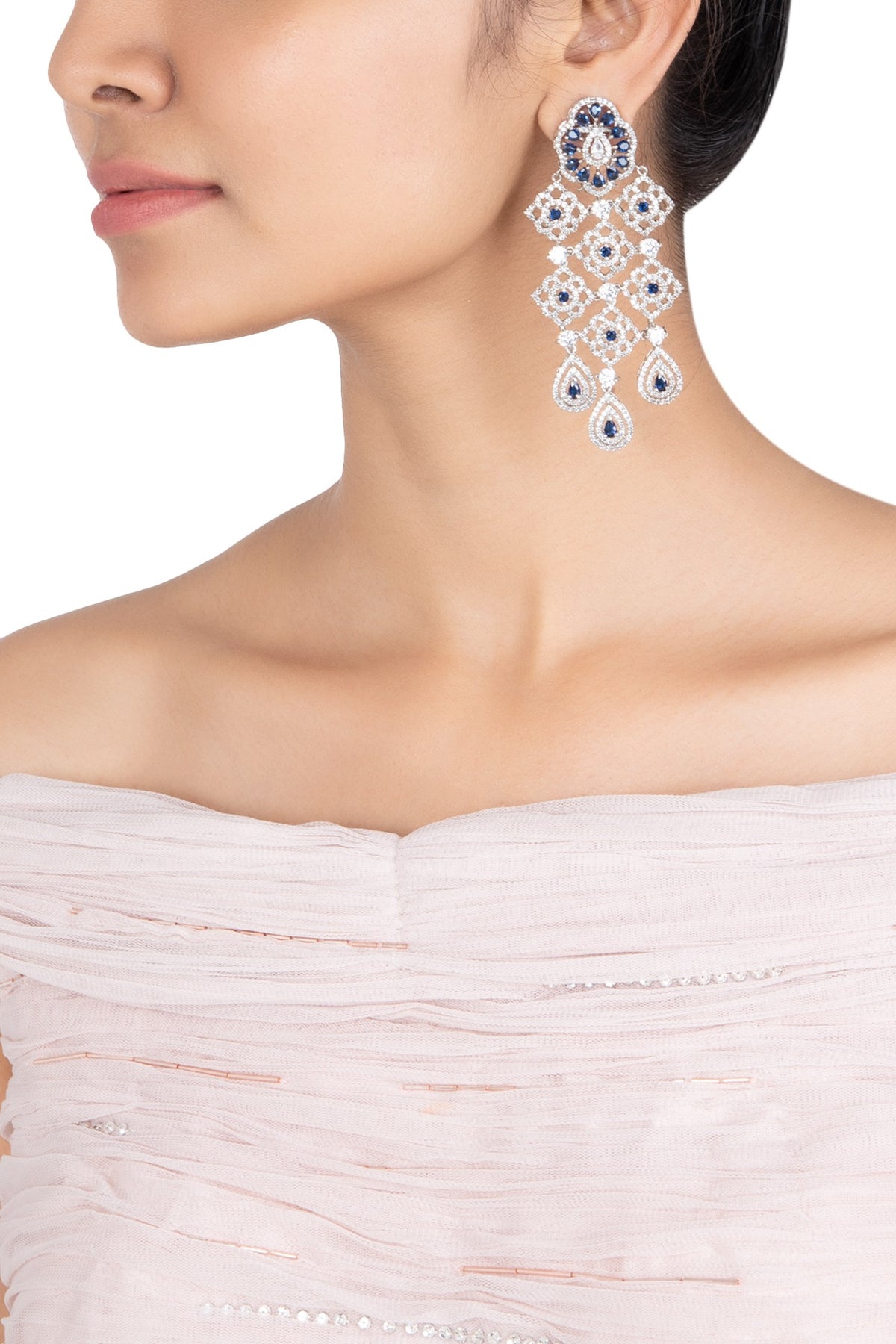 Silver plated faux sapphire earrings