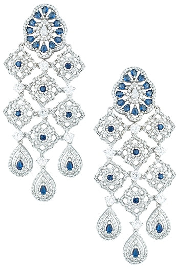Silver plated faux sapphire earrings