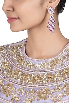 Silver plated faux ruby and diamond earrings