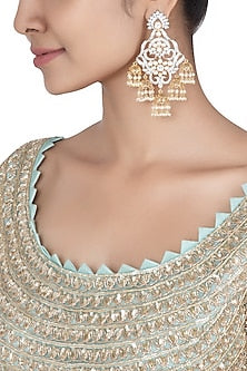Gold plated faux diamond jhumki earrings