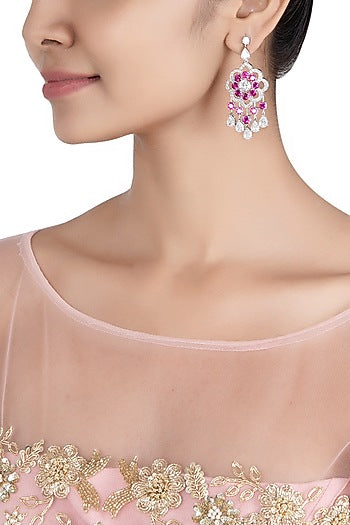 Silver plated faux diamond earrings