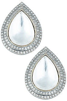 Silver plated kundan drop earrings