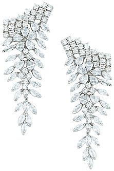 Silver plated faux diamond dangler earrings