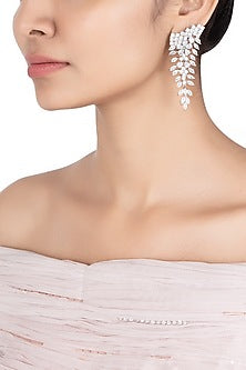 Silver plated faux diamond dangler earrings