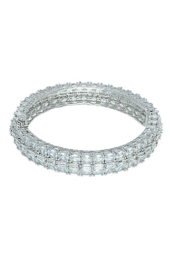Silver plated faux baguette bangle