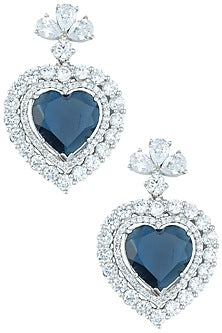 Silver plated faux diamond heart shaped earrings
