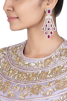 Silver plated faux ruby earrings