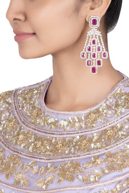 Silver plated faux ruby earrings