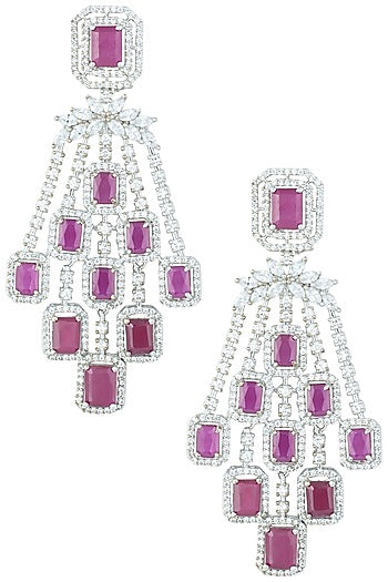 Silver plated faux ruby earrings