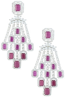Silver plated faux ruby earrings