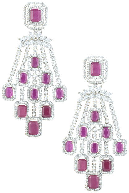 Silver plated faux ruby earrings