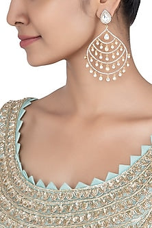 Gold plated kundan long earrings