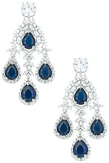 Silver plated faux sapphire earrings