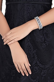 Silver plated faux diamond and sapphire bracelet