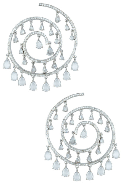 Silver plated spiral faux earrings