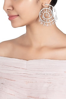 Silver plated spiral faux earrings