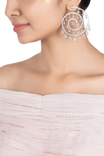 Silver plated spiral faux earrings