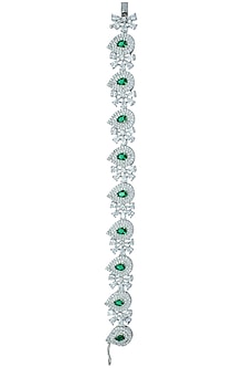 Silver plated faux diamond and emerald bracelet