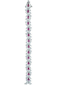 Silver plated faux diamond and ruby bracelet