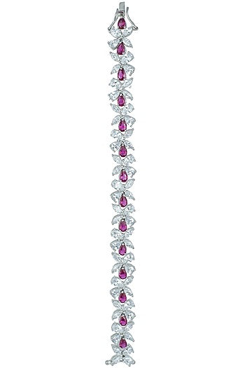Silver plated faux diamond and ruby bracelet