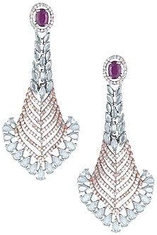 Silver plated faux diamond and ruby earrings