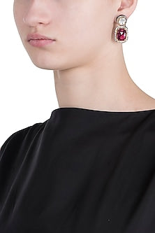 Silver plated kundan and ruby earrings