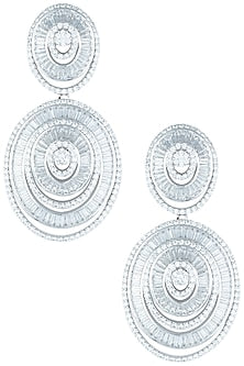 Silver plated faux diamond oval earrings