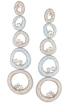 Silver plated faux diamond oval long earrings