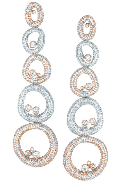 Silver plated faux diamond oval long earrings