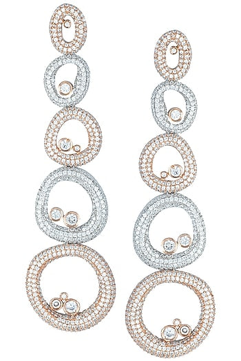 Silver plated faux diamond oval long earrings