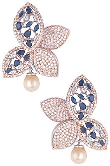 Silver plated butterfly shaped faux diamond earrings