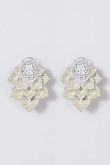 White Finish Zircon & Champagne Stone Dangler Earrings