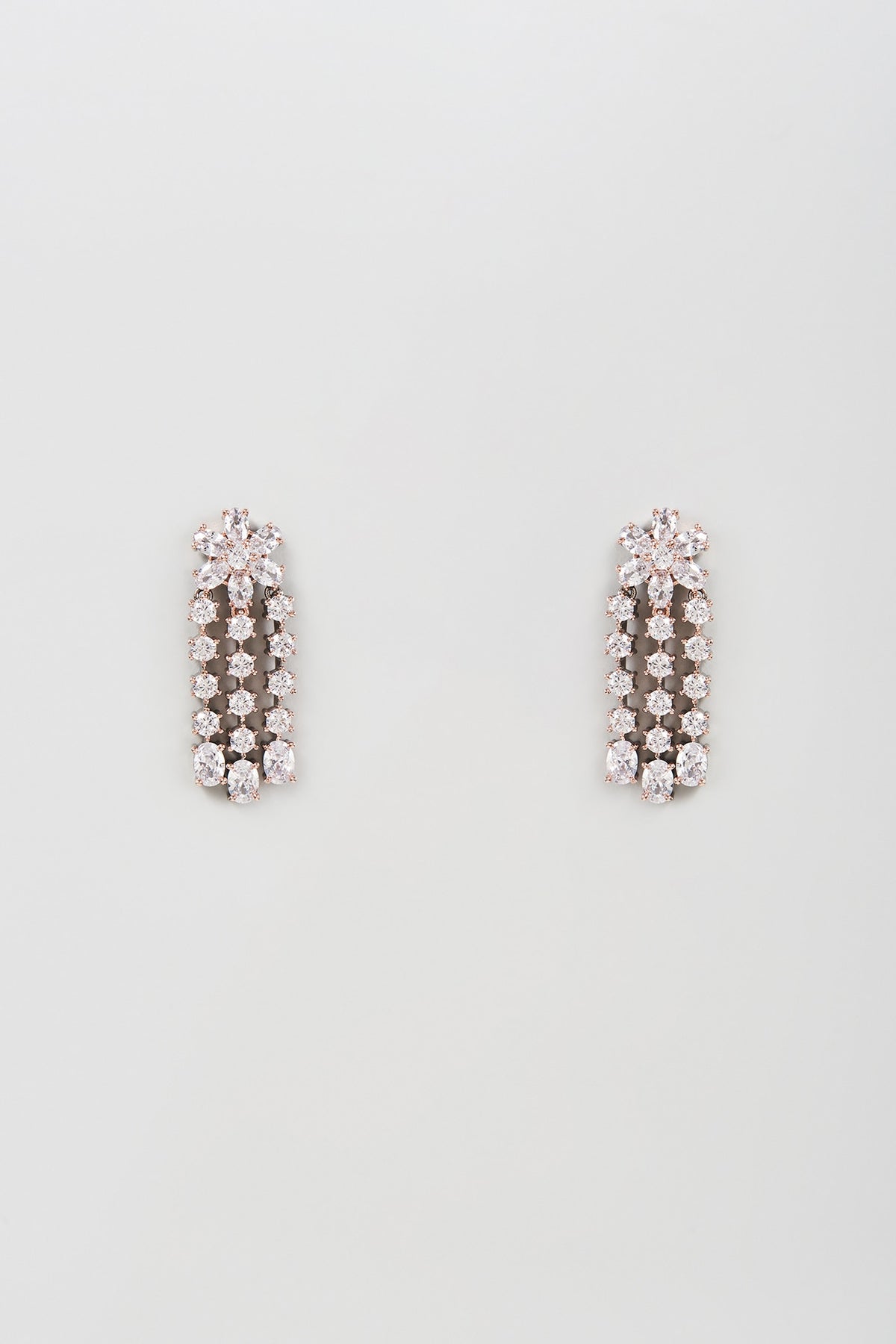 White Finish Zircon Dangler Earrings