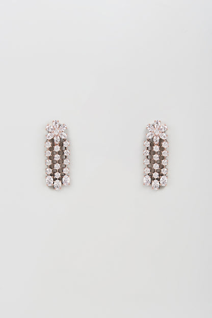 White Finish Zircon Dangler Earrings
