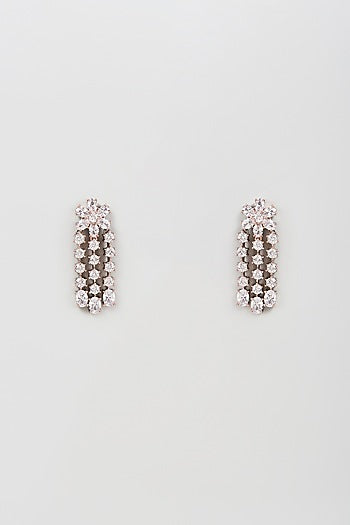 White Finish Zircon Dangler Earrings