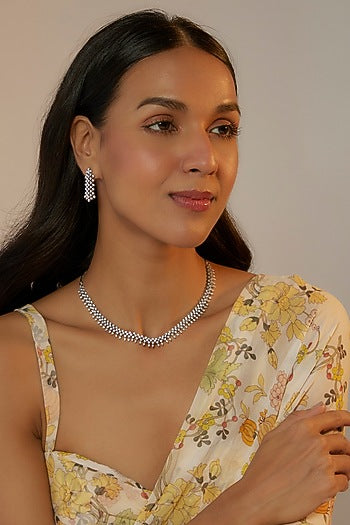 White Finish Zircon Necklace Set