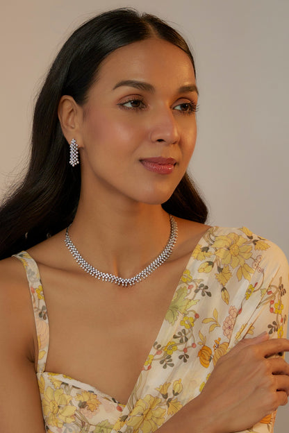White Finish Zircon Necklace Set