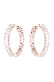Silver plated faux diamonds hoop earrings
