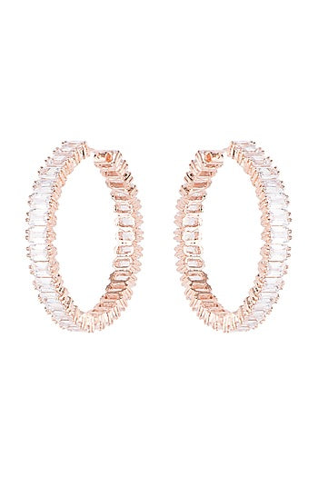Silver plated faux diamonds hoop earrings
