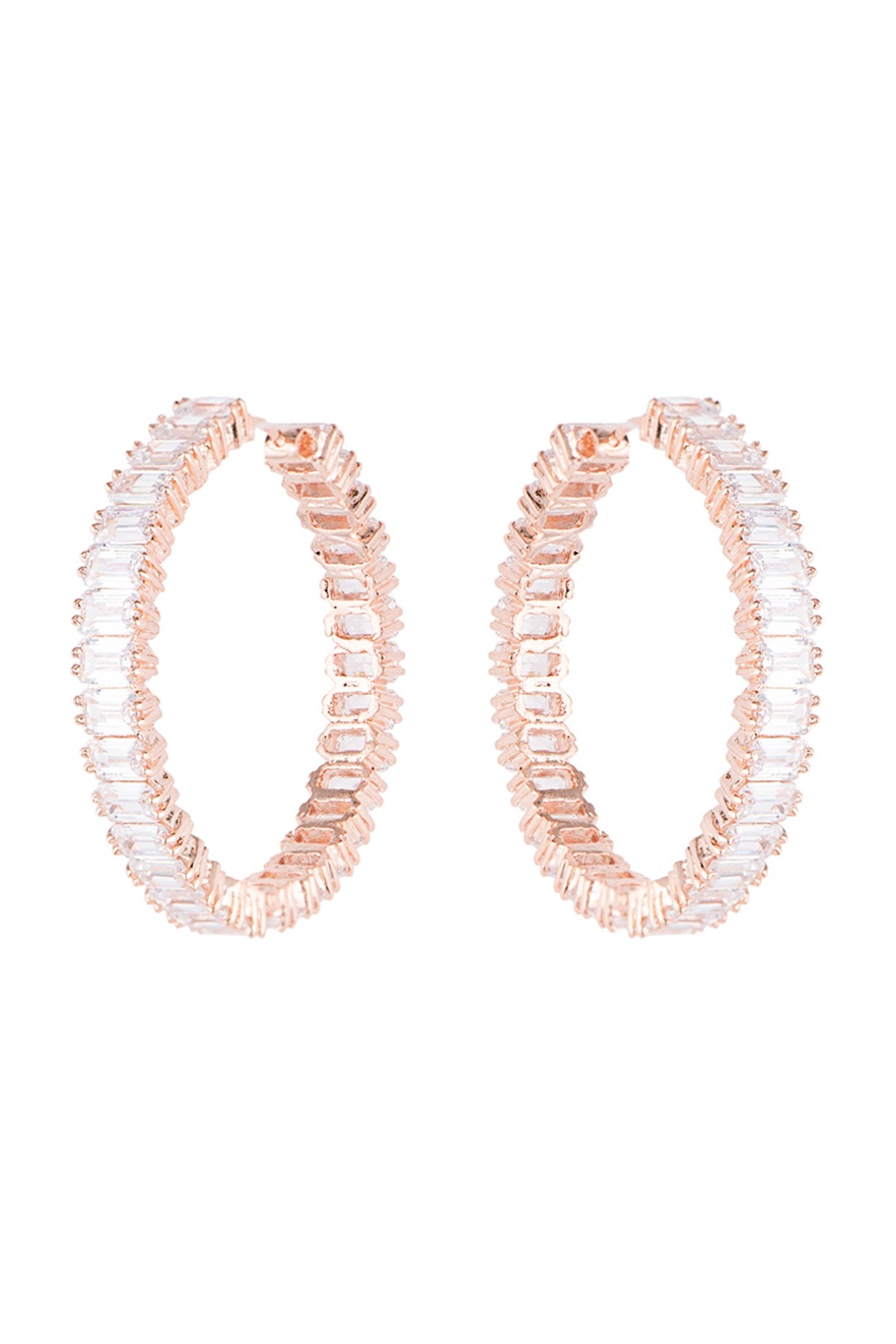 Silver plated faux diamonds hoop earrings