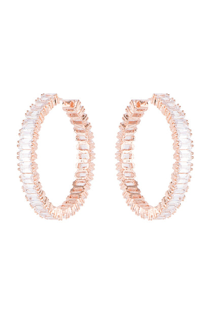 Silver plated faux diamonds hoop earrings
